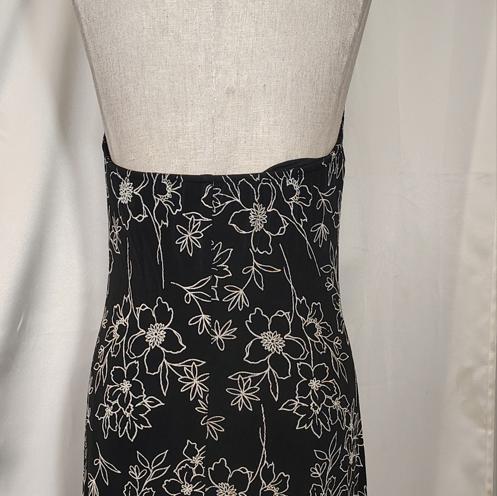 Cold Water Creek Vintage Halter Sheath Dress, White Floral; Blck/Silver, Long 10 - Picture 6 of 10